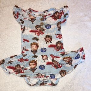Posh Peanut “Amelia Earhart” SS Twirl Bodysuit 6-12 months VGUC